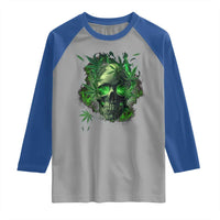 Marijuana Skull Raglan Shirt Smoke Weed Cannabis 420 Pot Leaf