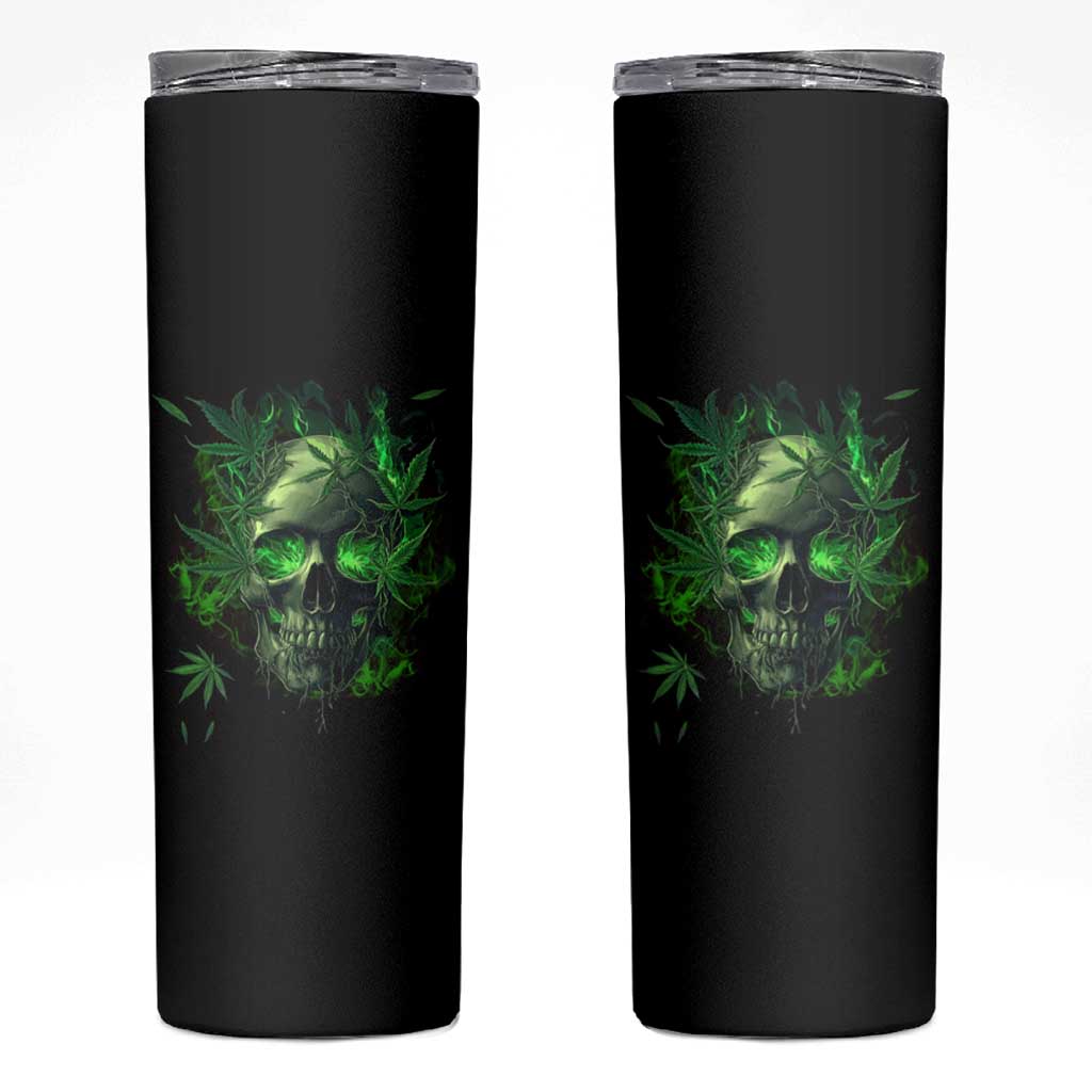 Marijuana Skull Skinny Tumbler Smoke Weed Cannabis 420 Pot Leaf
