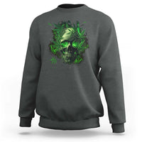 Marijuana Skull Sweatshirt Smoke Weed Cannabis 420 Pot Leaf