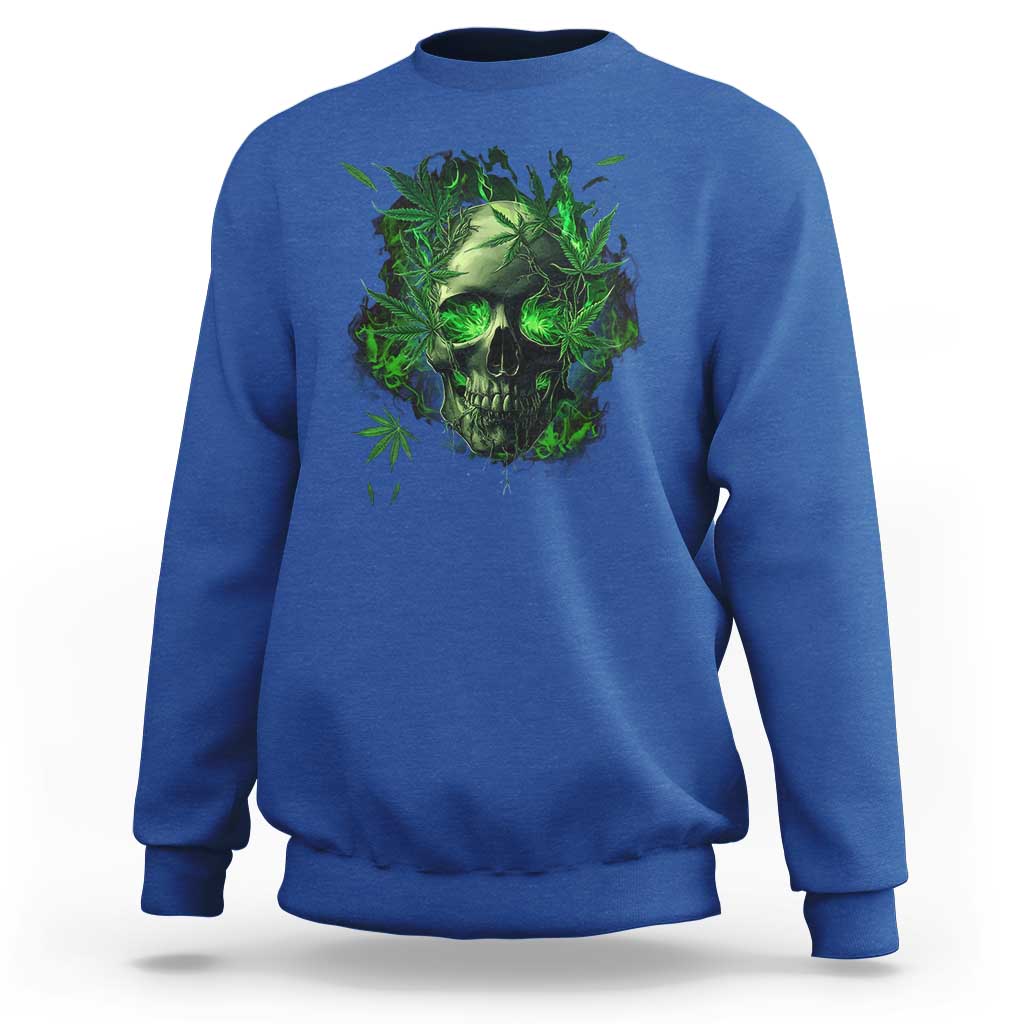 Marijuana Skull Sweatshirt Smoke Weed Cannabis 420 Pot Leaf