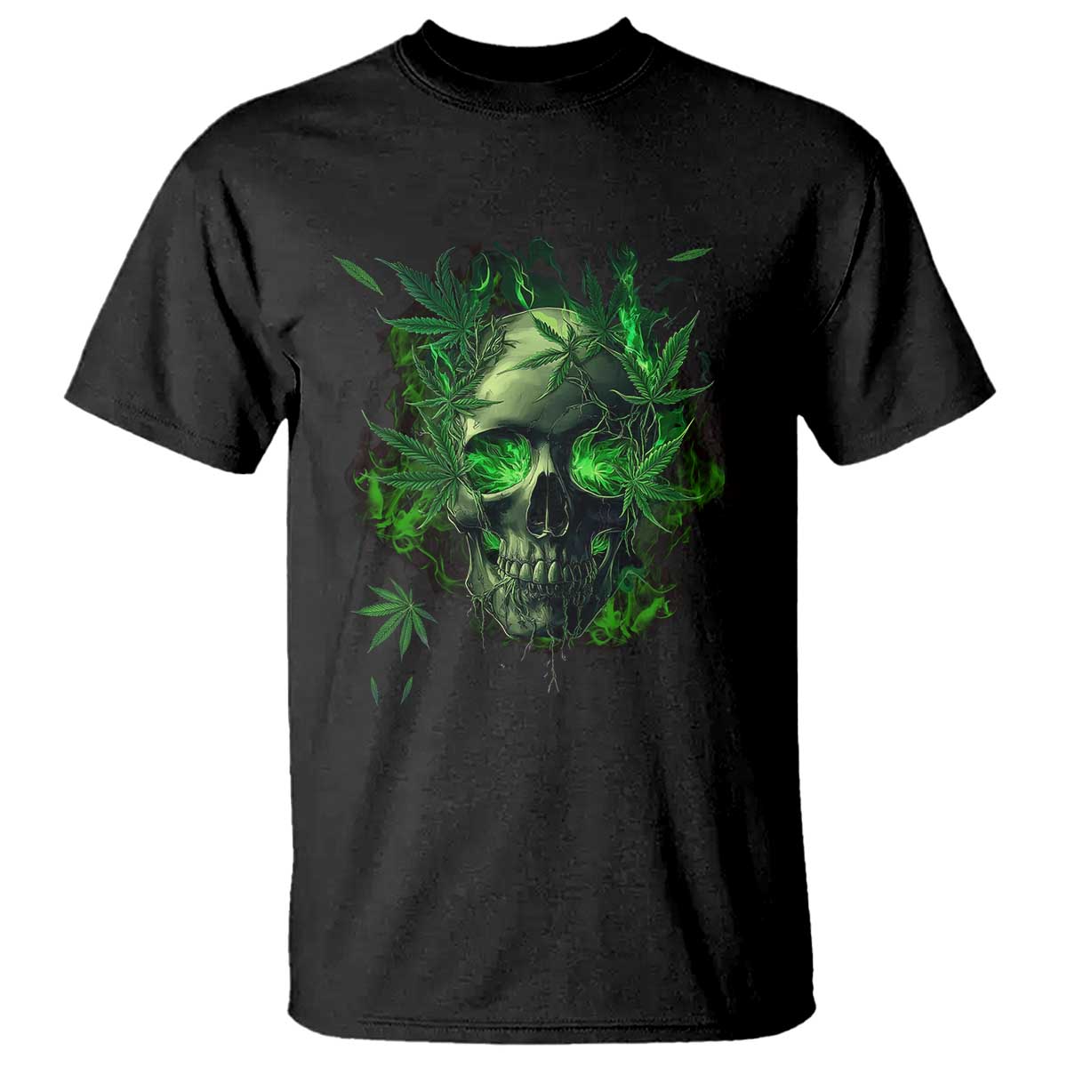 Marijuana Skull T Shirt Smoke Weed Cannabis 420 Pot Leaf