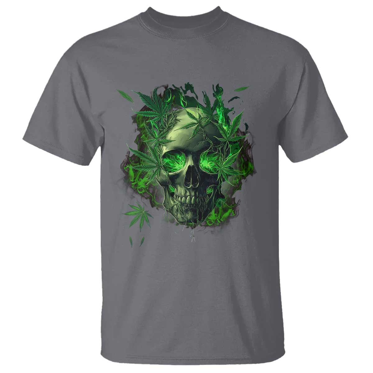 Marijuana Skull T Shirt Smoke Weed Cannabis 420 Pot Leaf