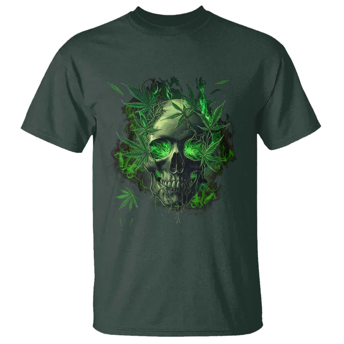 Marijuana Skull T Shirt Smoke Weed Cannabis 420 Pot Leaf
