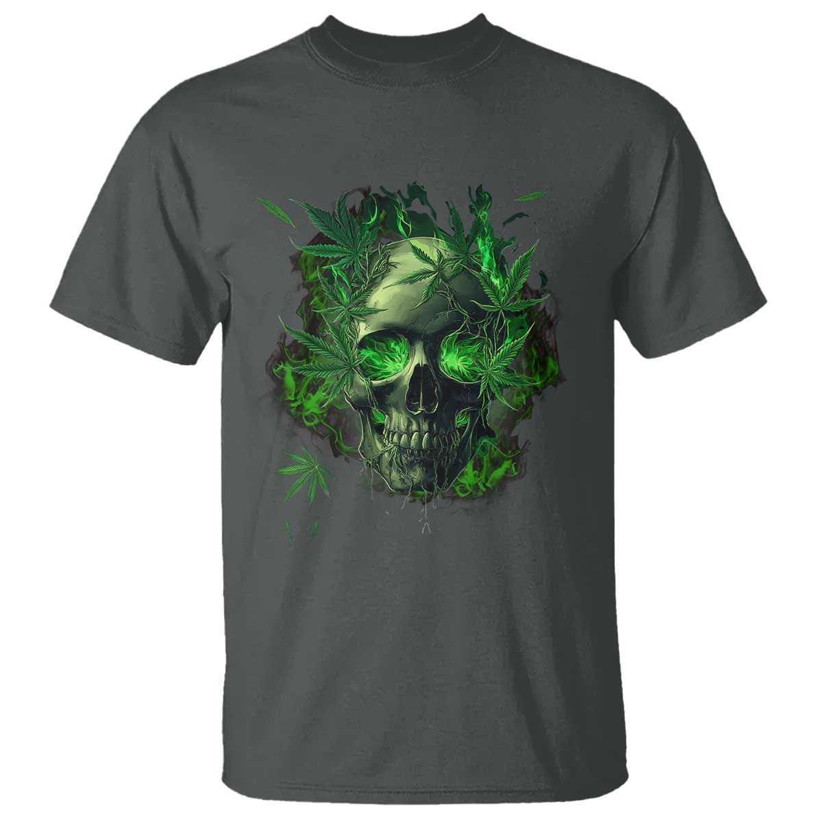 Marijuana Skull T Shirt Smoke Weed Cannabis 420 Pot Leaf