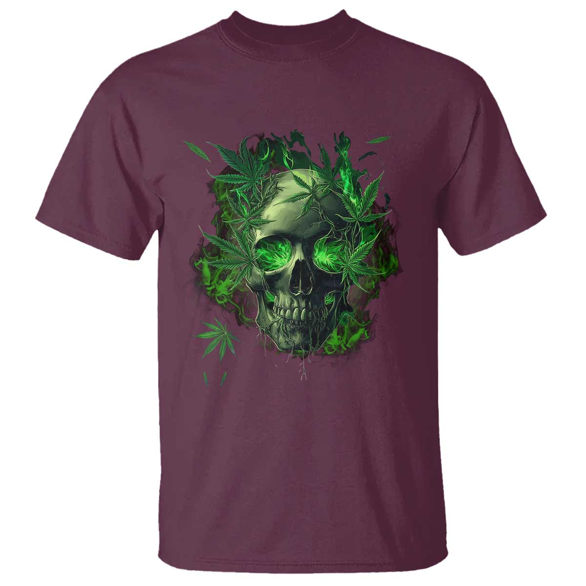 Marijuana Skull T Shirt Smoke Weed Cannabis 420 Pot Leaf