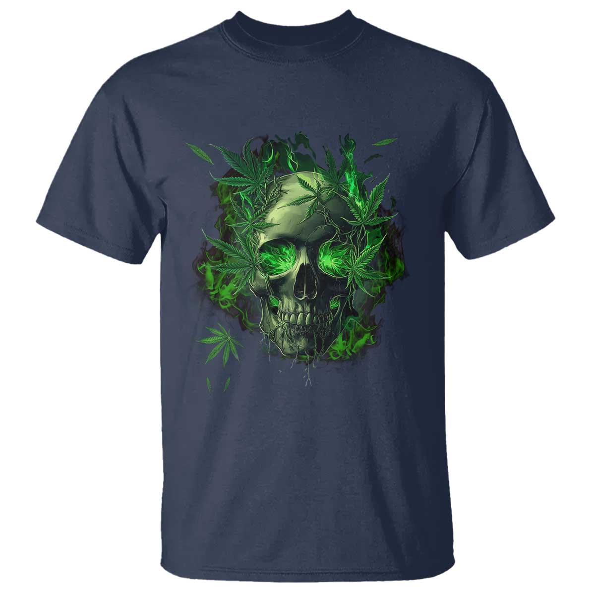 Marijuana Skull T Shirt Smoke Weed Cannabis 420 Pot Leaf