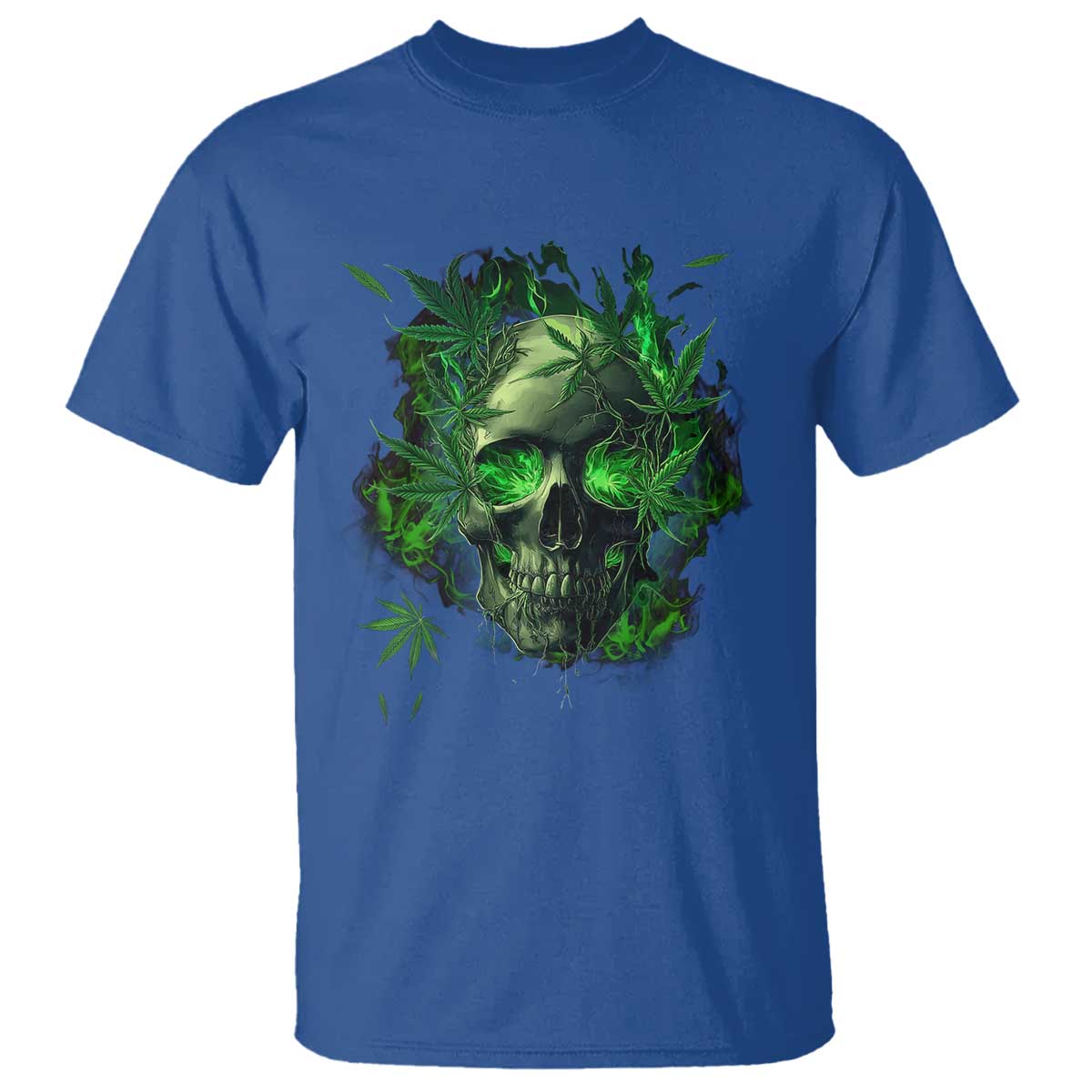 Marijuana Skull T Shirt Smoke Weed Cannabis 420 Pot Leaf