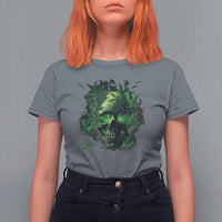 Marijuana Skull T Shirt For Women Smoke Weed Cannabis 420 Pot Leaf