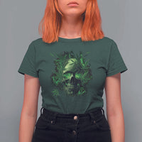 Marijuana Skull T Shirt For Women Smoke Weed Cannabis 420 Pot Leaf