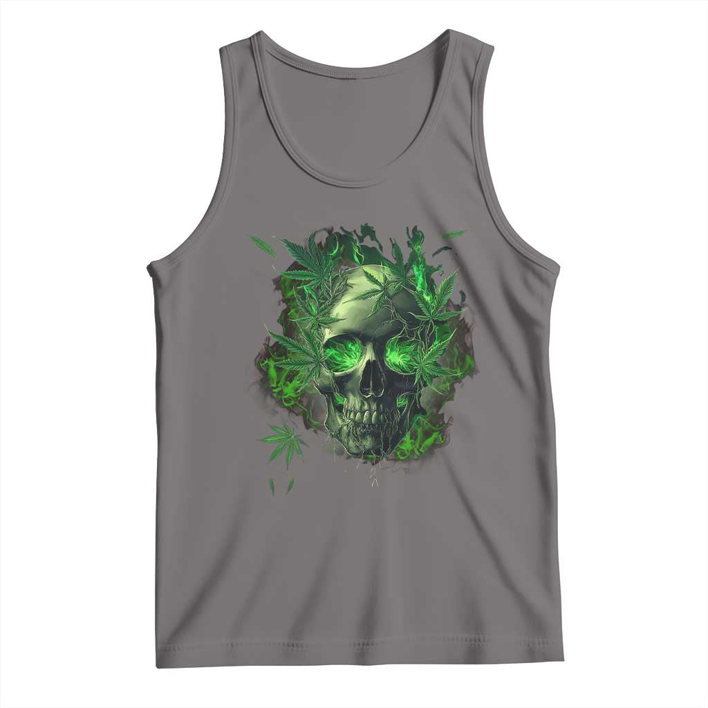 Marijuana Skull Tank Top Smoke Weed Cannabis 420 Pot Leaf