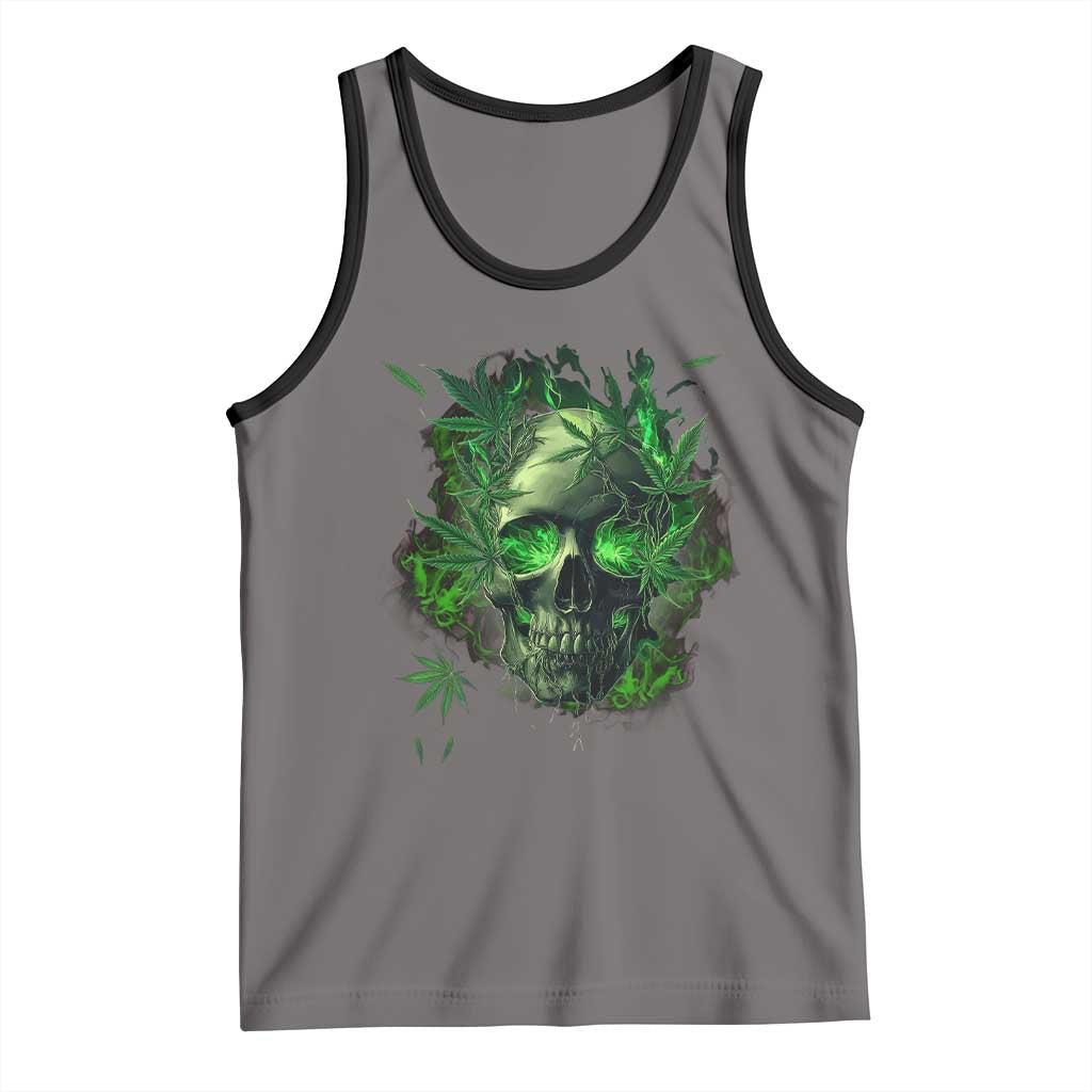 Marijuana Skull Tank Top Smoke Weed Cannabis 420 Pot Leaf