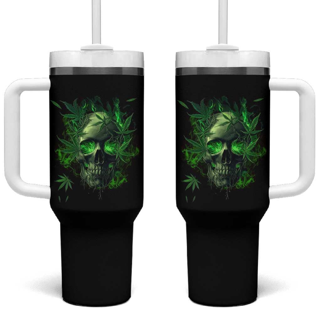 Marijuana Skull Tumbler With Handle Smoke Weed Cannabis 420 Pot Leaf
