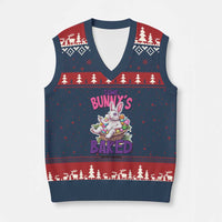 Happy 420 Easter V-Neck Knit Sweater Vest Bunny Funny Weed Smoking Rabbit Cannabis 4/20 Day - Wonder Print Shop