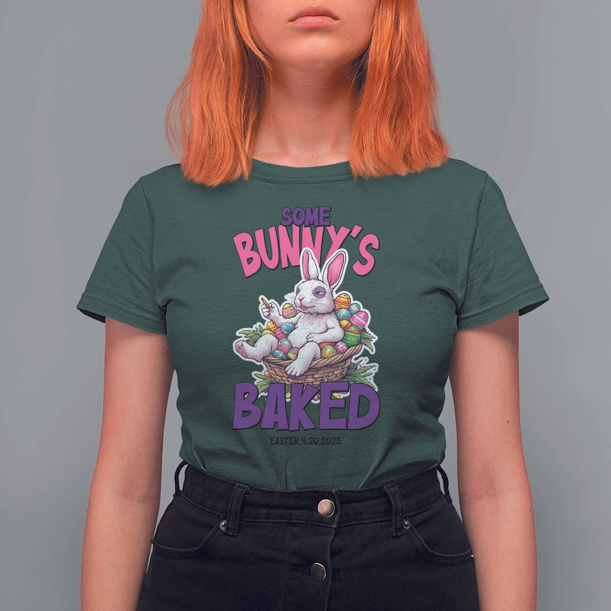 Happy 420 Easter T Shirt For Women Bunny Funny Weed Smoking Rabbit Cannabis 4/20 Day