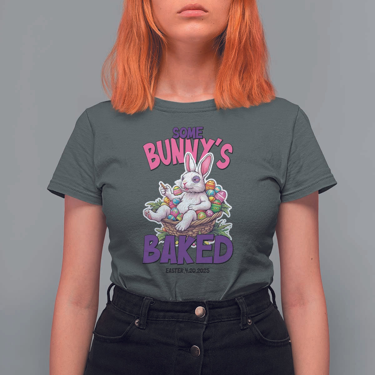 Happy 420 Easter T Shirt For Women Bunny Funny Weed Smoking Rabbit Cannabis 4/20 Day