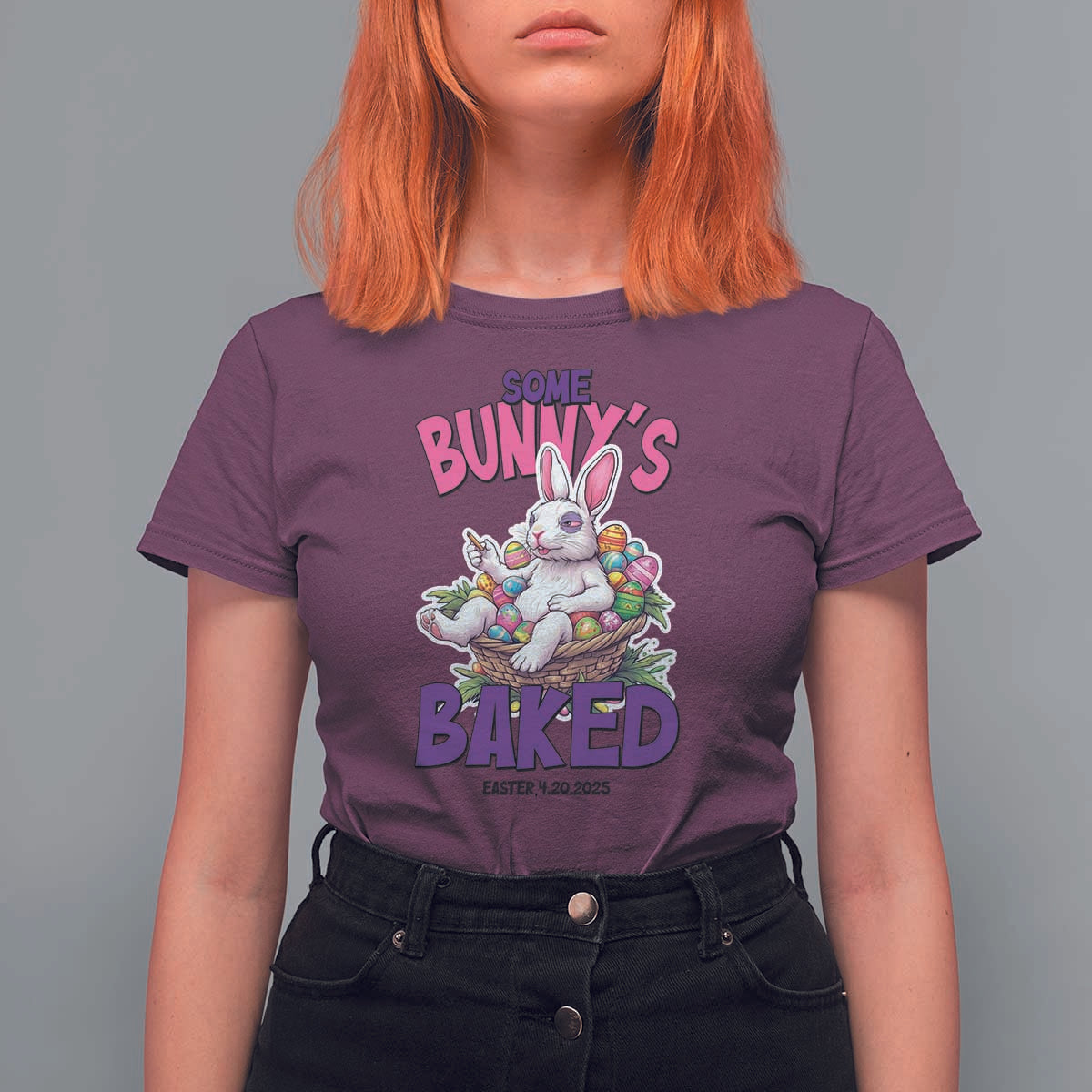 Happy 420 Easter T Shirt For Women Bunny Funny Weed Smoking Rabbit Cannabis 4/20 Day