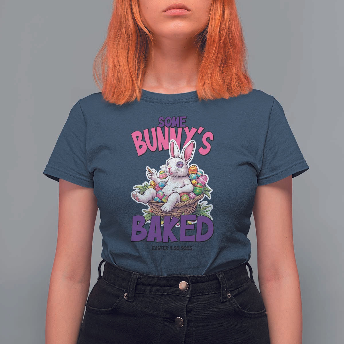 Happy 420 Easter T Shirt For Women Bunny Funny Weed Smoking Rabbit Cannabis 4/20 Day