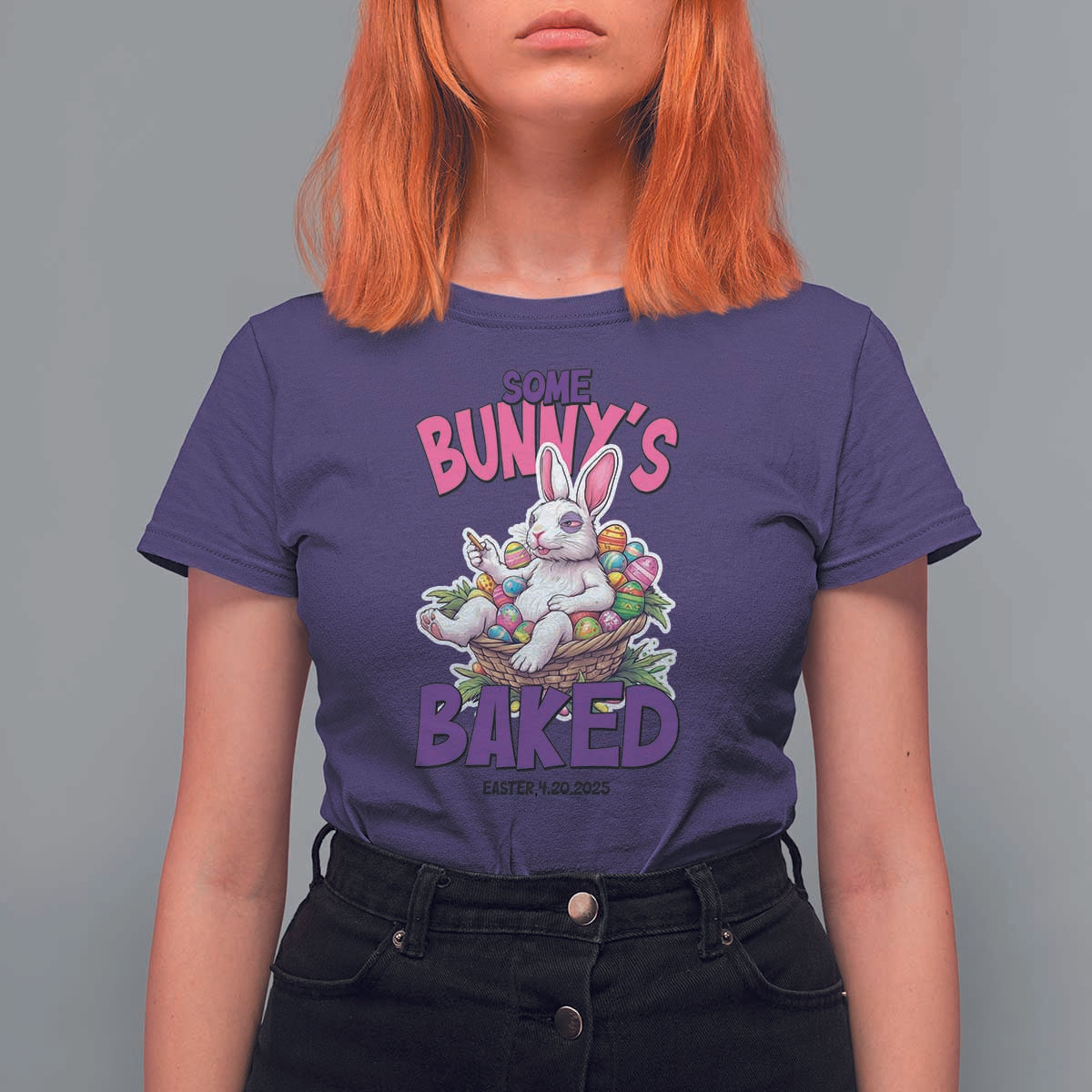 Happy 420 Easter T Shirt For Women Bunny Funny Weed Smoking Rabbit Cannabis 4/20 Day
