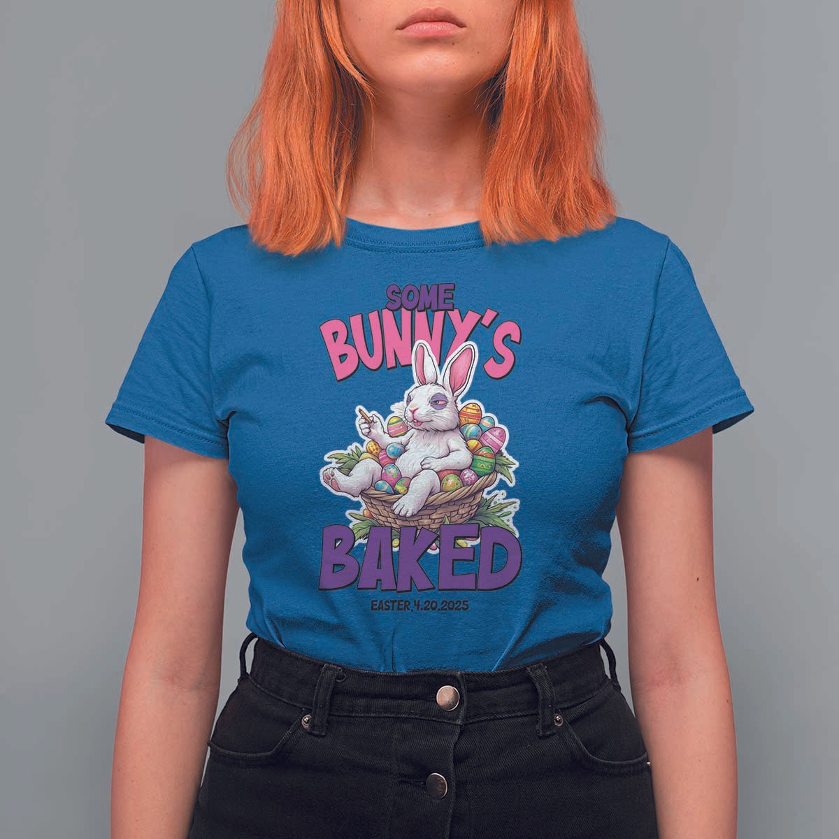 Happy 420 Easter T Shirt For Women Bunny Funny Weed Smoking Rabbit Cannabis 4/20 Day