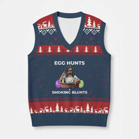 Happy 420 Easter V-Neck Knit Sweater Vest Blunt Stoner - Wonder Print Shop
