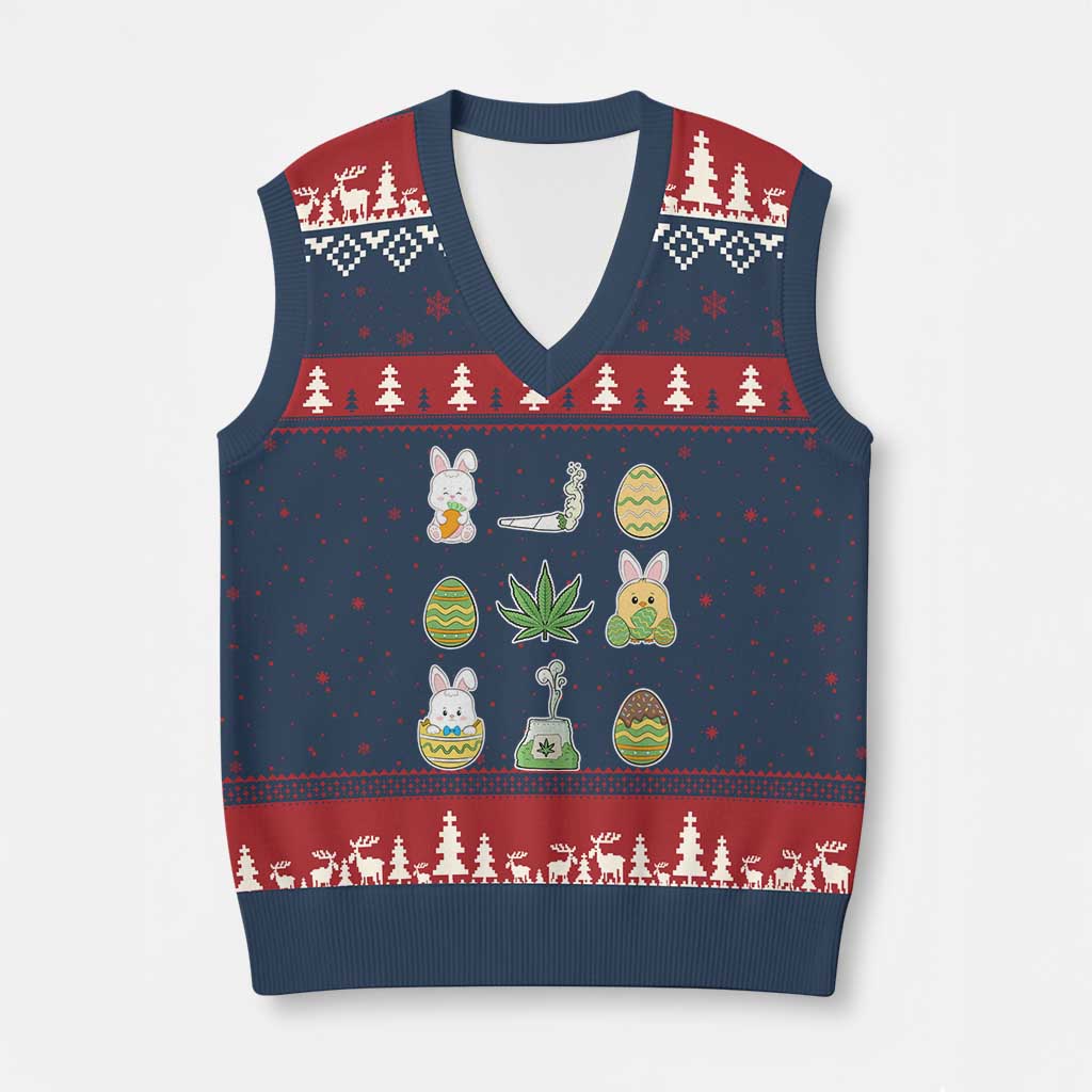 Happy 420 Easter V-Neck Knit Sweater Vest - Wonder Print Shop