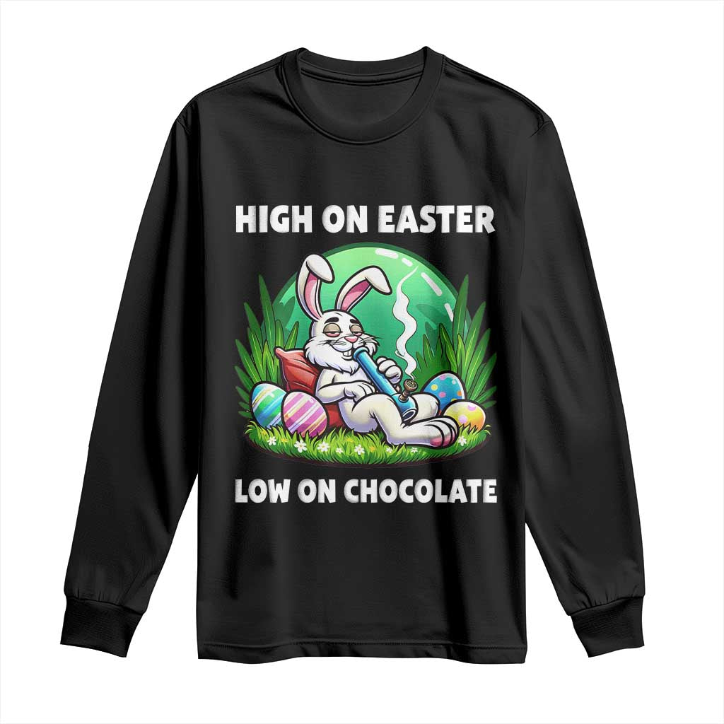 Happy 420 Easter Long Sleeve Shirt Funny Bunny Marijuana Cannabis Weed