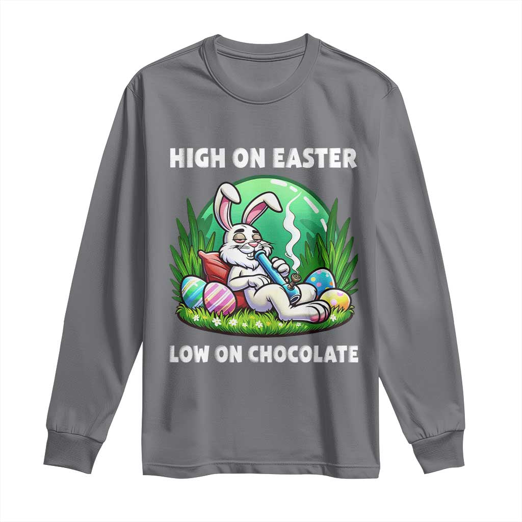 Happy 420 Easter Long Sleeve Shirt Funny Bunny Marijuana Cannabis Weed