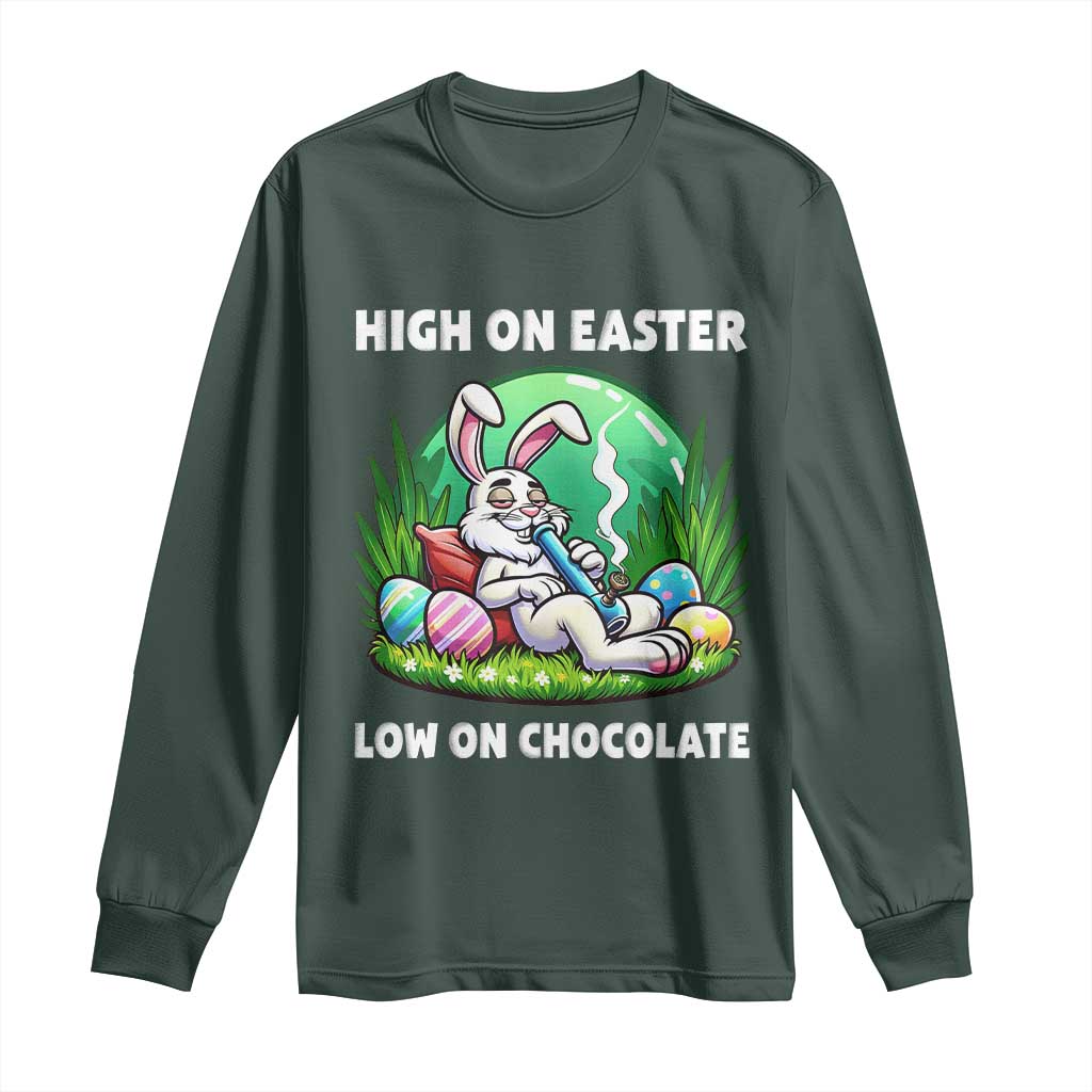 Happy 420 Easter Long Sleeve Shirt Funny Bunny Marijuana Cannabis Weed