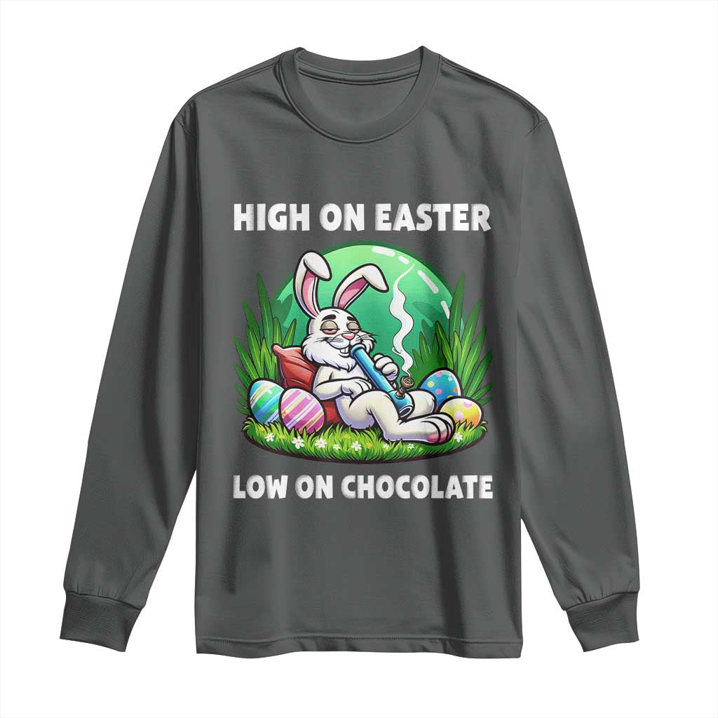 Happy 420 Easter Long Sleeve Shirt Funny Bunny Marijuana Cannabis Weed