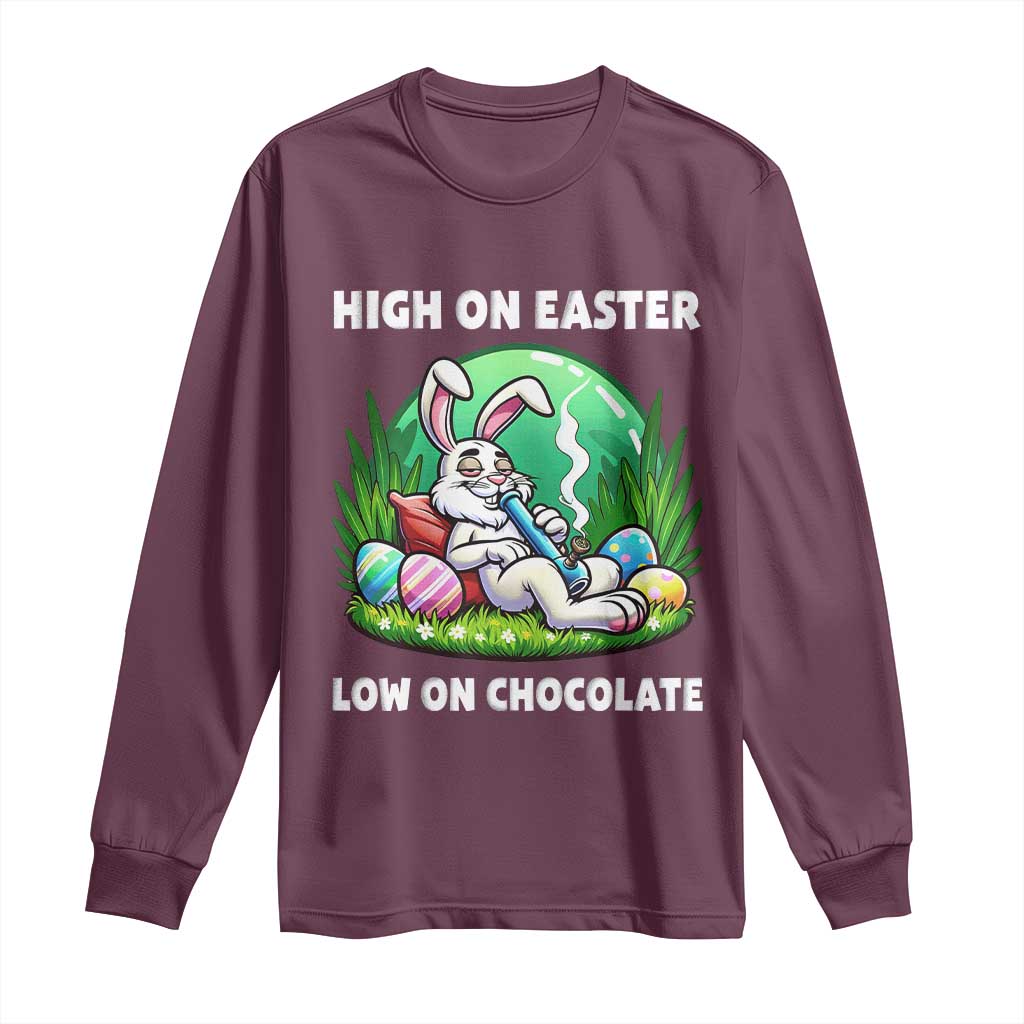 Happy 420 Easter Long Sleeve Shirt Funny Bunny Marijuana Cannabis Weed