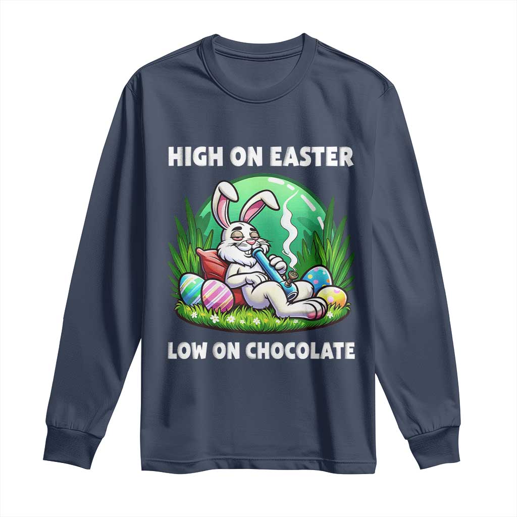 Happy 420 Easter Long Sleeve Shirt Funny Bunny Marijuana Cannabis Weed