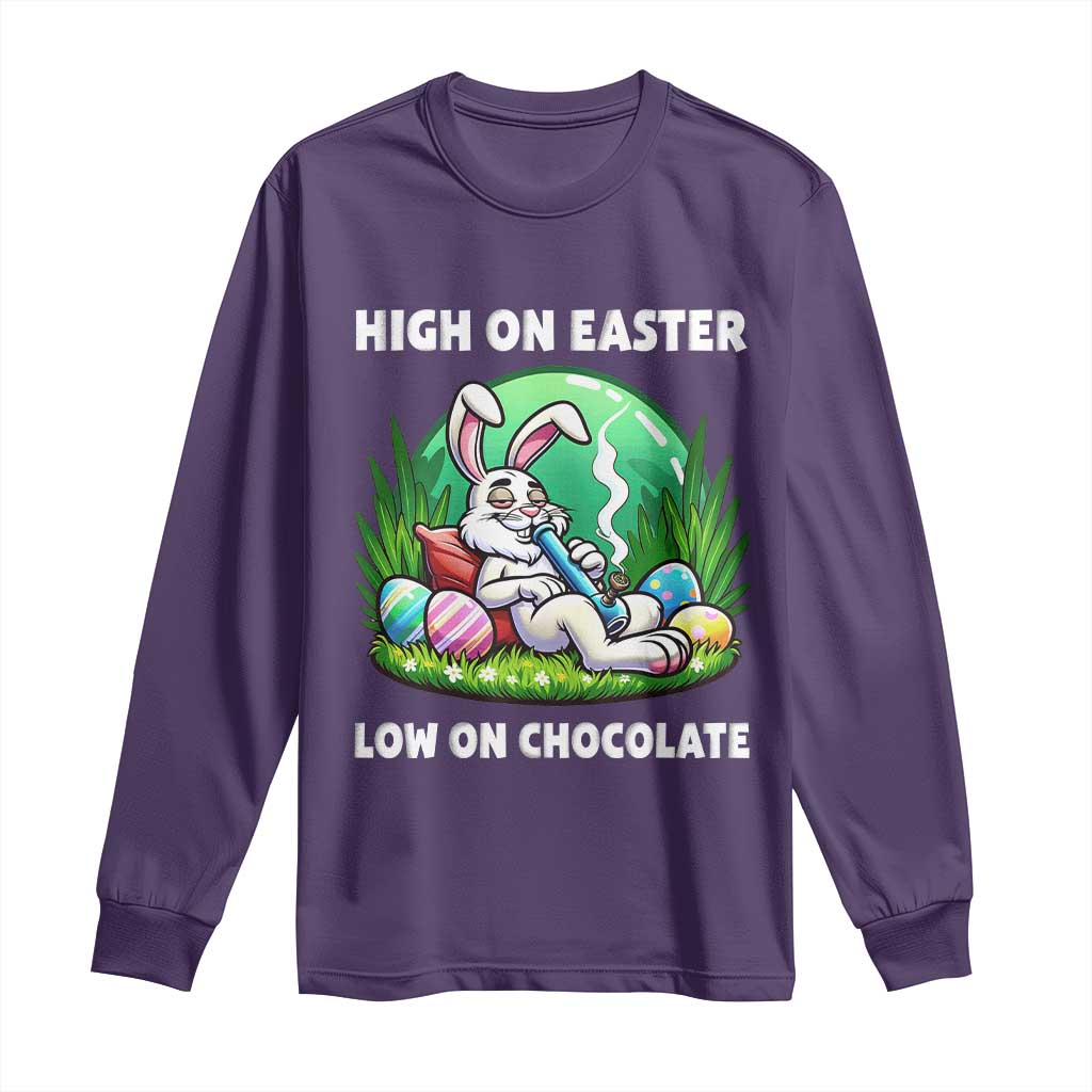 Happy 420 Easter Long Sleeve Shirt Funny Bunny Marijuana Cannabis Weed
