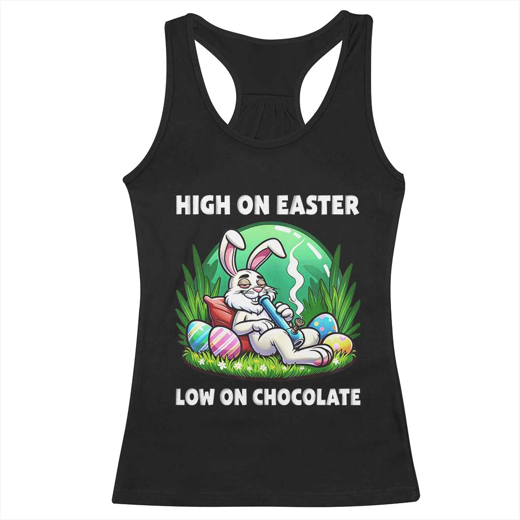Happy 420 Easter Racerback Tank Top Funny Bunny Marijuana Cannabis Weed