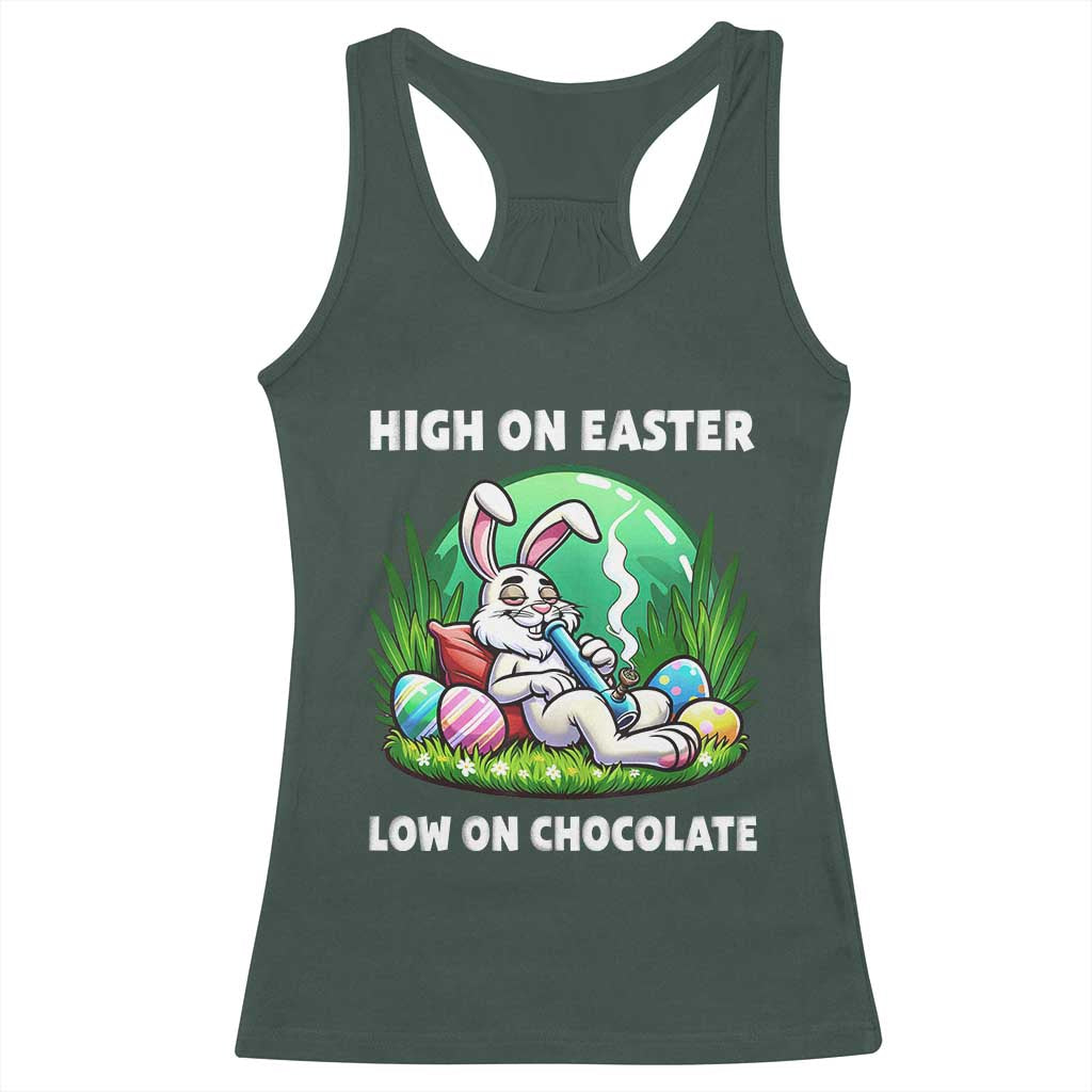 Happy 420 Easter Racerback Tank Top Funny Bunny Marijuana Cannabis Weed