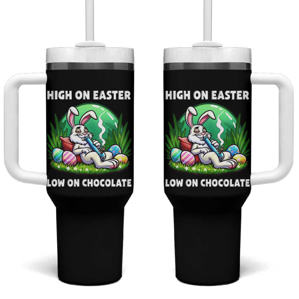 Happy 420 Easter Tumbler With Handle Funny Bunny Marijuana Cannabis Weed