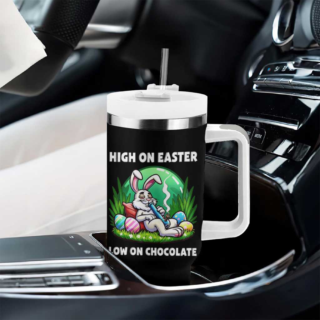 Happy 420 Easter Tumbler With Handle Funny Bunny Marijuana Cannabis Weed