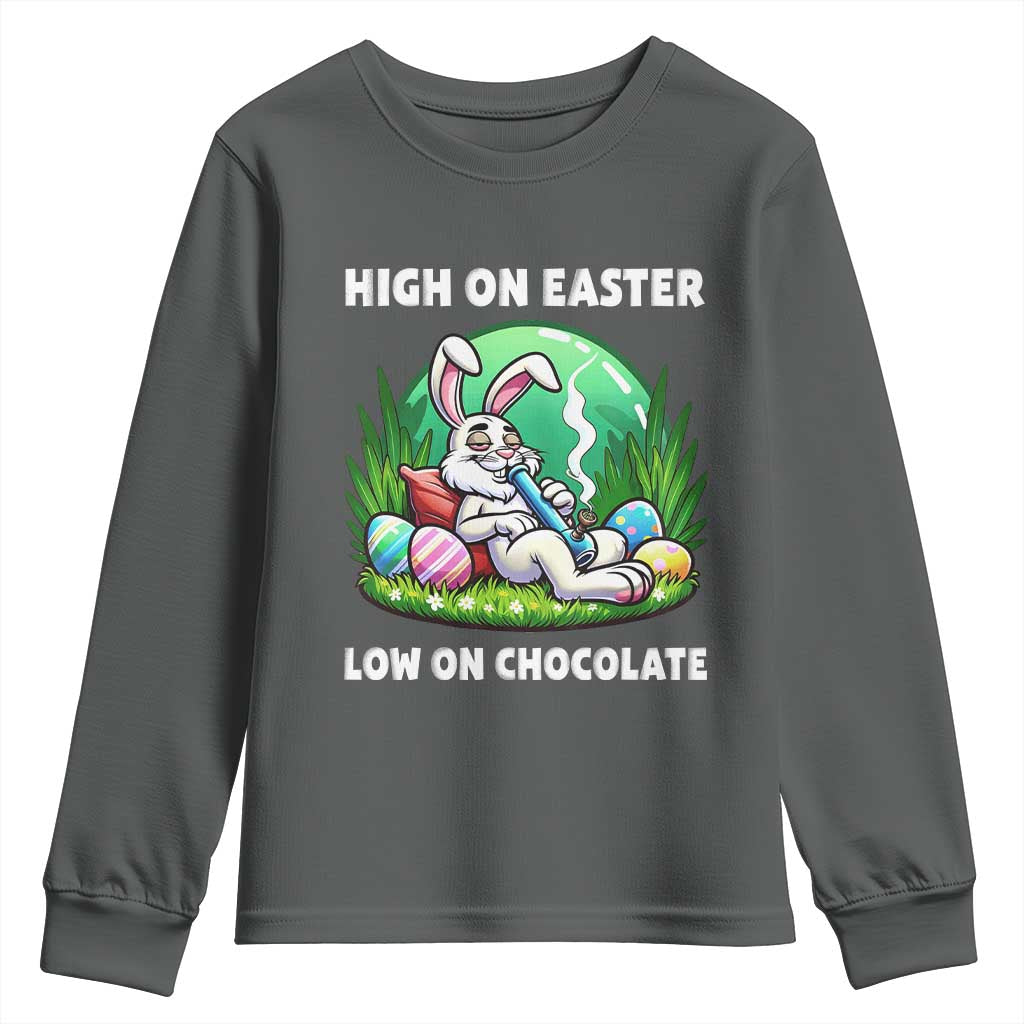 Happy 420 Easter Youth Sweatshirt Funny Bunny Marijuana Cannabis Weed