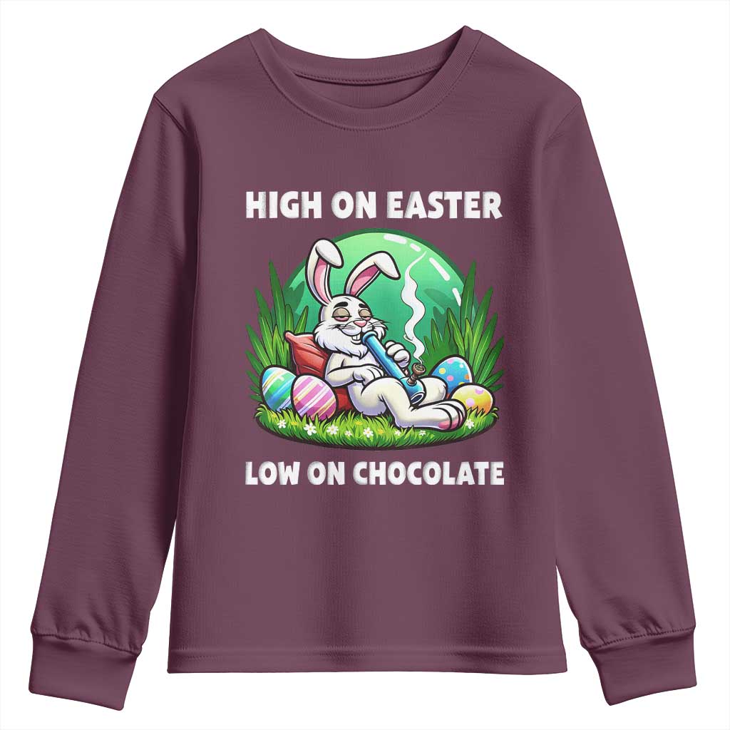 Happy 420 Easter Youth Sweatshirt Funny Bunny Marijuana Cannabis Weed