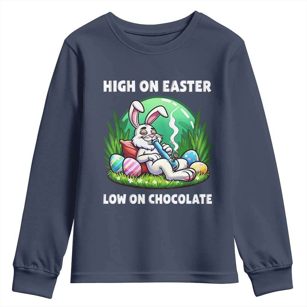 Happy 420 Easter Youth Sweatshirt Funny Bunny Marijuana Cannabis Weed