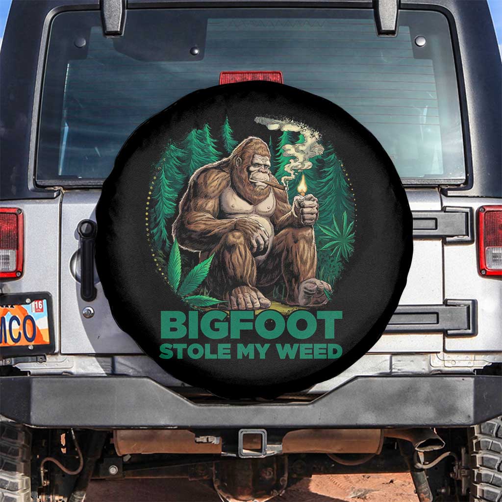 Funny Sasquatch Marijuana Spare Tire Cover Bigfoot Stole My Weed Vintage 420