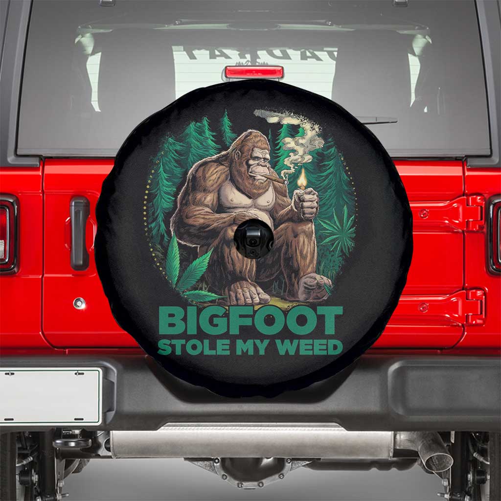Funny Sasquatch Marijuana Spare Tire Cover Bigfoot Stole My Weed Vintage 420