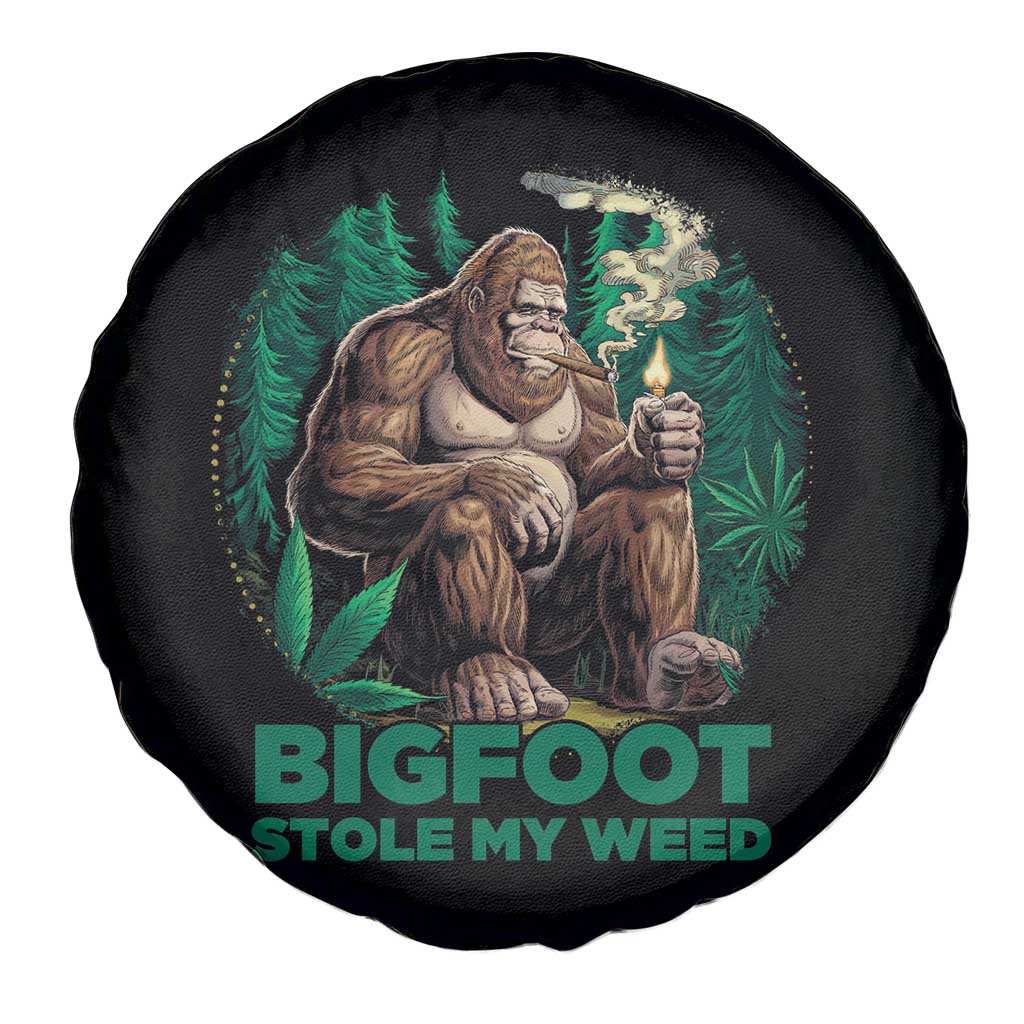 Funny Sasquatch Marijuana Spare Tire Cover Bigfoot Stole My Weed Vintage 420