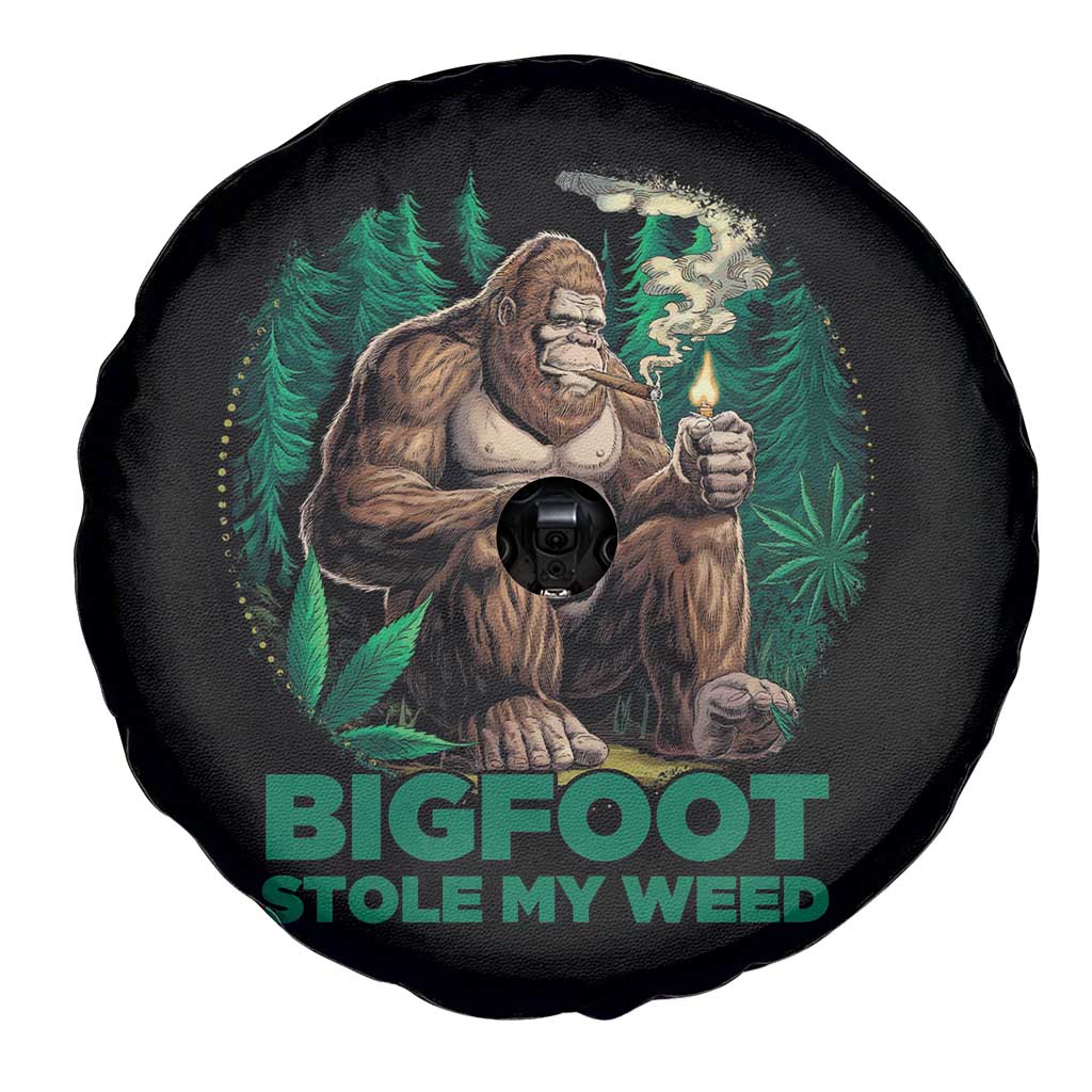 Funny Sasquatch Marijuana Spare Tire Cover Bigfoot Stole My Weed Vintage 420