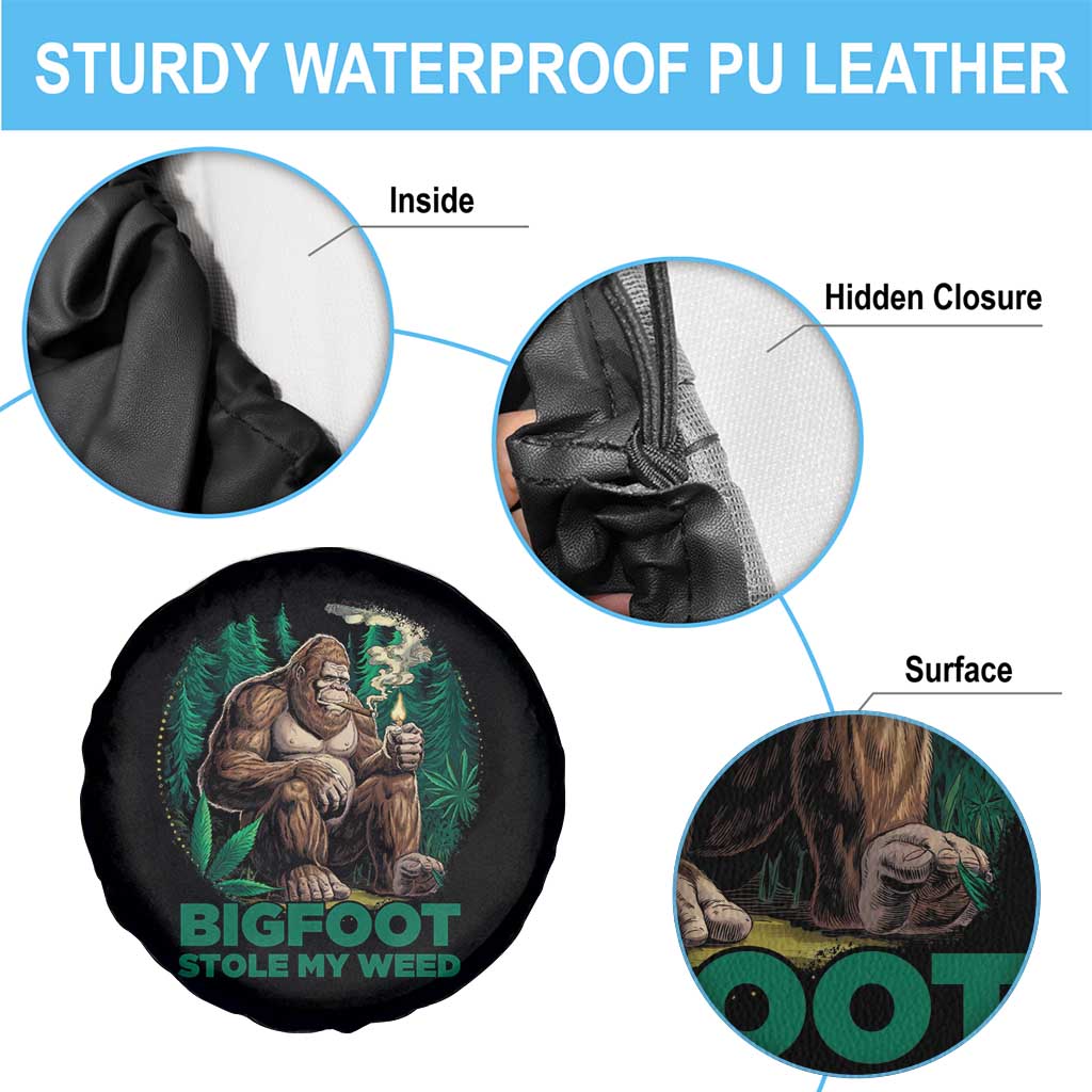 Funny Sasquatch Marijuana Spare Tire Cover Bigfoot Stole My Weed Vintage 420