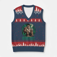 Funny Sasquatch Marijuana V-Neck Knit Sweater Vest Bigfoot Stole My Weed Vintage 420 - Wonder Print Shop