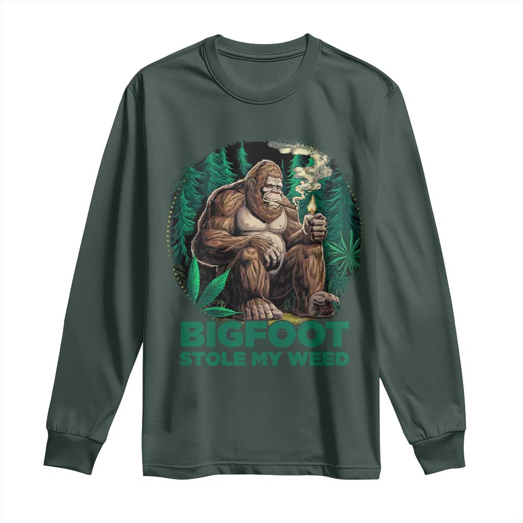 Funny Sasquatch Marijuana Long Sleeve Shirt Bigfoot Stole My Weed Vintage 420