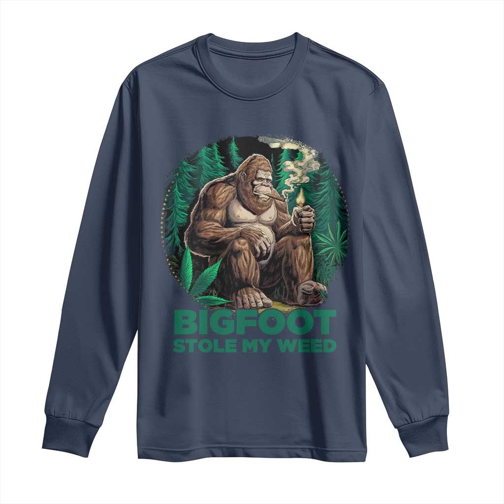 Funny Sasquatch Marijuana Long Sleeve Shirt Bigfoot Stole My Weed Vintage 420