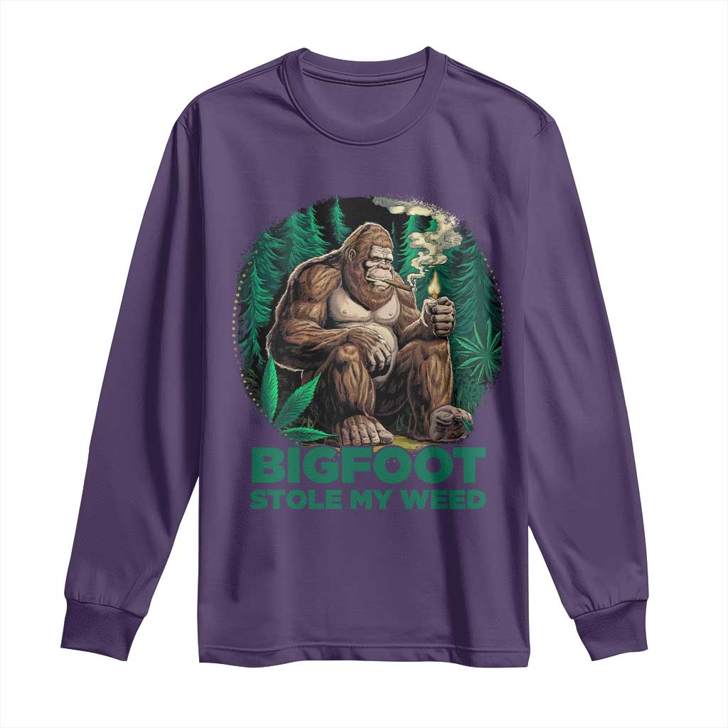 Funny Sasquatch Marijuana Long Sleeve Shirt Bigfoot Stole My Weed Vintage 420