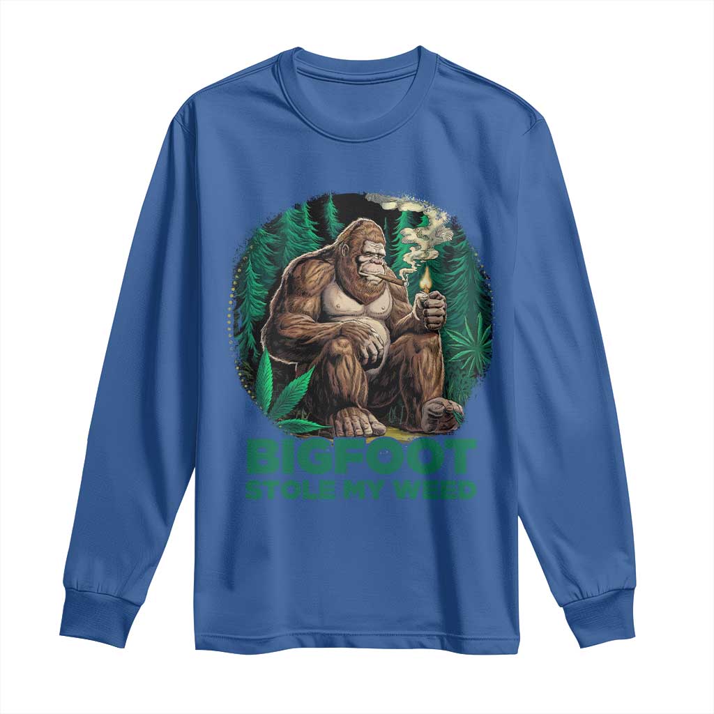 Funny Sasquatch Marijuana Long Sleeve Shirt Bigfoot Stole My Weed Vintage 420