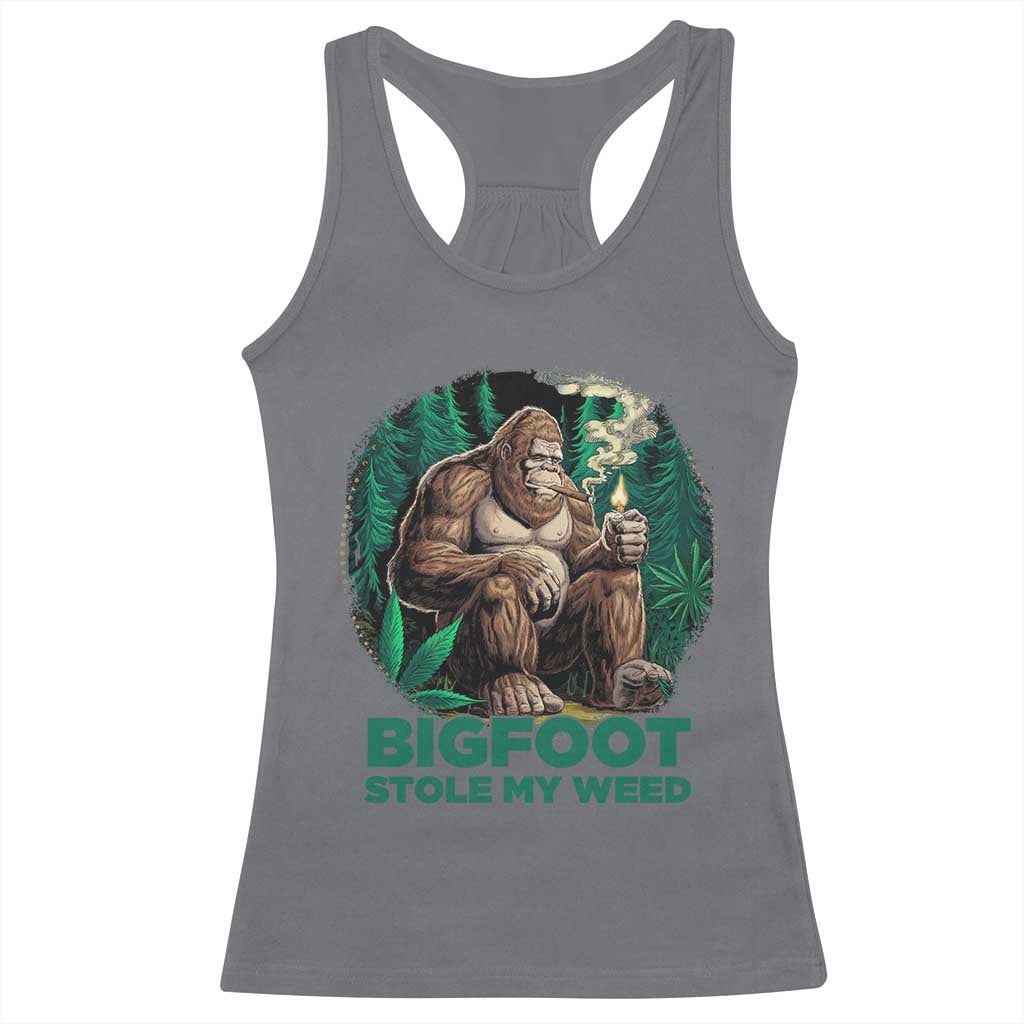 Funny Sasquatch Marijuana Racerback Tank Top Bigfoot Stole My Weed Vintage 420